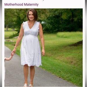 Motherhood Maternity White Eyelet Midi Dress